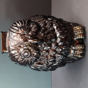 Vintage 1949s  Amber Glass Wise Old Owl Coin Bank.